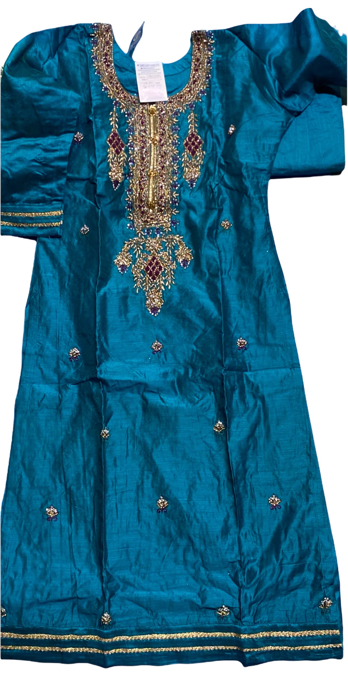 Traditional Saree Ghor Charlotte long sleeve Salwar Kameez suit for women, featuring intricate ethnic embroidery and vibrant cultural style.