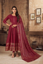 Traditional rayon printed kurti with matching dupatta, showcasing vibrant ethnic design from Saree Ghor Charlotte for women.