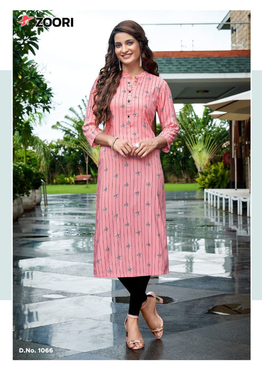 ZOORI- Traditional Rayon Print Kurti - Ethnic Wear for Women-03 - Saree Ghor Charlotte