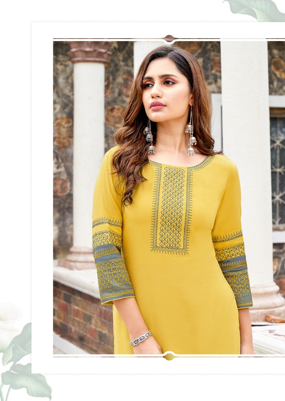 Wooglee Salonee traditional rayon designer kurti, ethnic women’s salwar kameez with intricate patterns and vibrant colors.