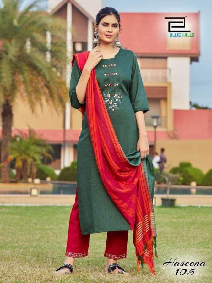 Traditional blue Hills viscose salwar kameez for women, showcasing intricate ethnic embroidery, perfect for festive occasions.