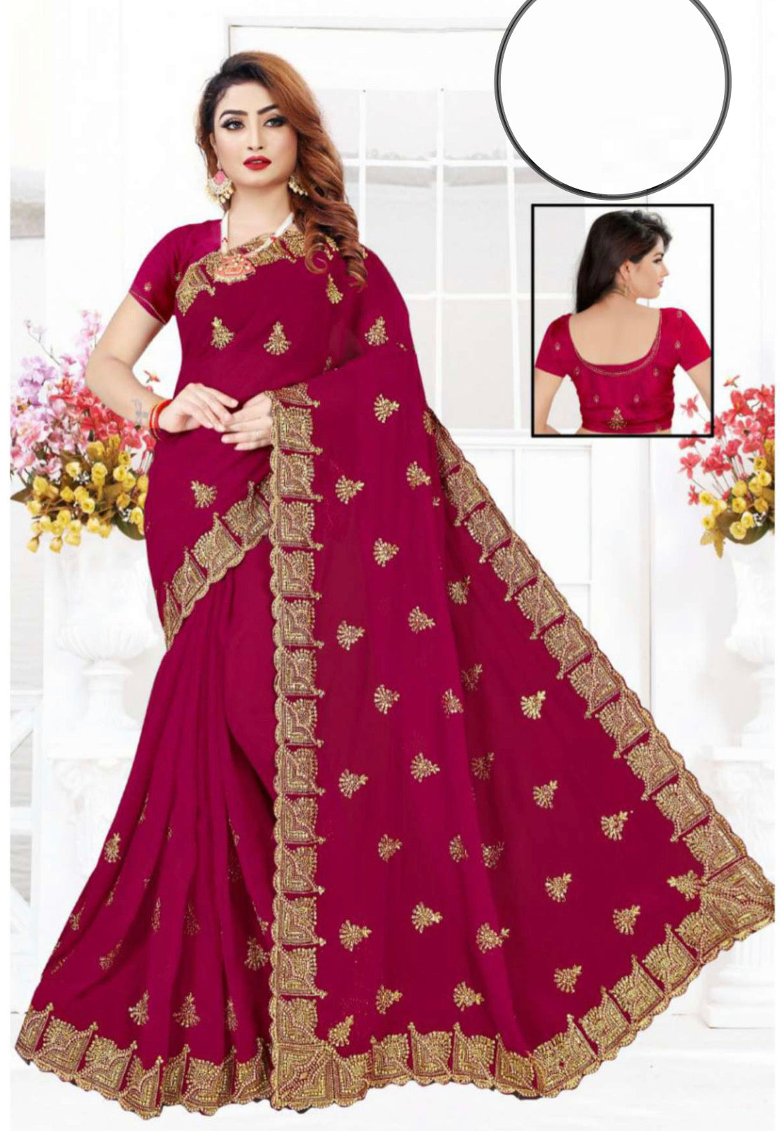 Designer Traditional Stone Work Saree for Women - Saree Ghor Charlotte