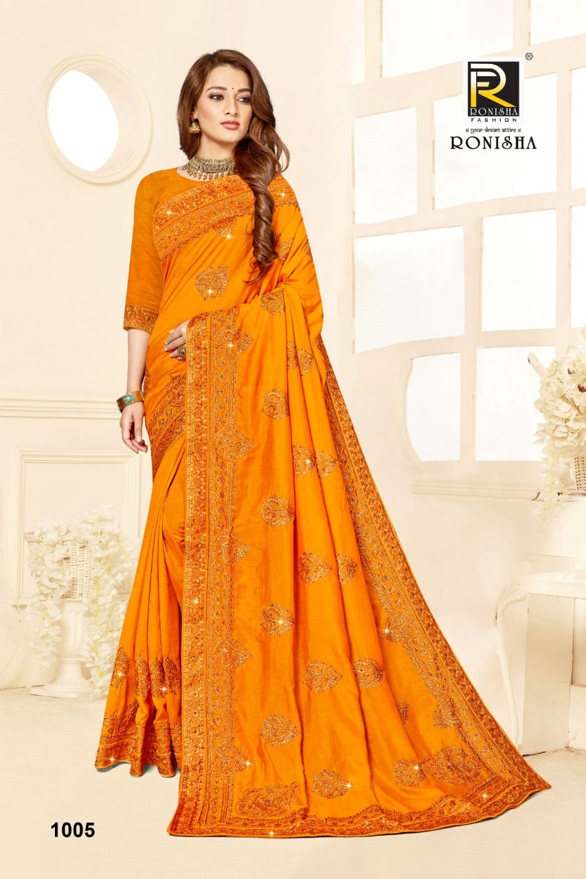Traditional Festive Wear Vichitra Silk Saree for Women, 1005 - Saree Ghor Charlotte